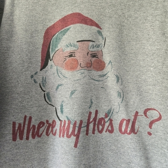 Santa Christmas S Grey Cotton Crewneck Sweatshirt NWT - Picture 3 of 4